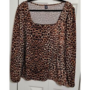 Women's Animal Print, Square Neck Top, Long Sleeve/EUC/Size 4X